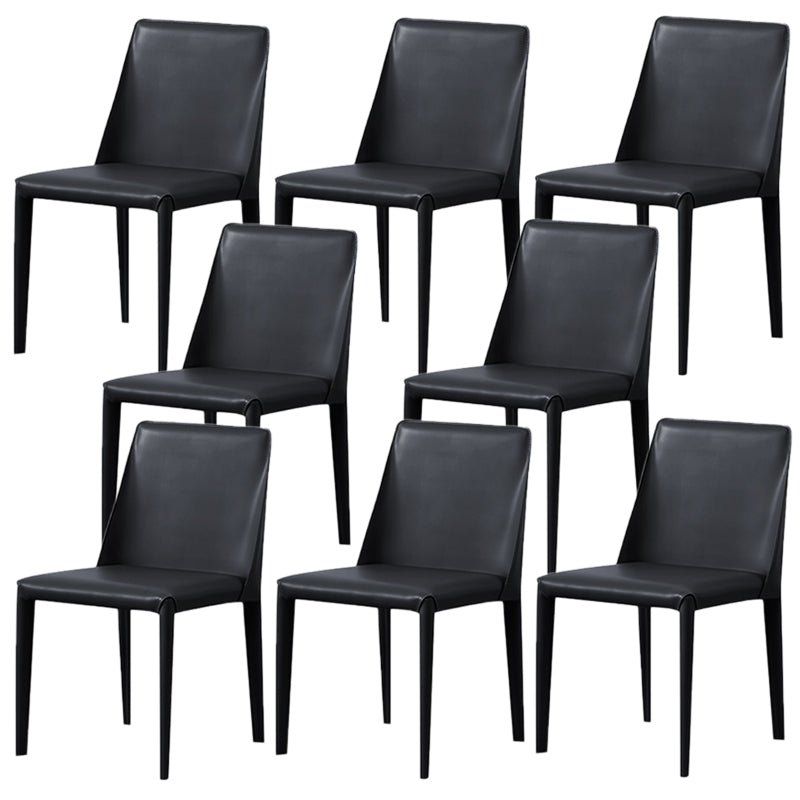 Modern Style Leather Dining Chair Armless Metal Side Chair for Home Use