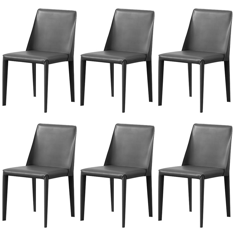 Modern Style Leather Dining Chair Armless Metal Side Chair for Home Use