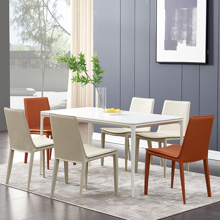 Modern Style Leather Dining Armless Chair Metal Side Chair for Home Use Clearhalo 'Dining Chairs' 'Dining Tables & Seating' 'dining_chair' 'furn' 'furn_dining_chair' 'Furniture' 'Kitchen & Dining Furniture' 5476548