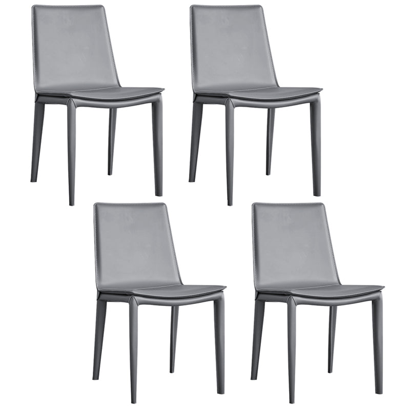Modern Style Leather Dining Armless Chair Metal Side Chair for Home Use Grey 4 Piece Set Clearhalo 'Dining Chairs' 'Dining Tables & Seating' 'dining_chair' 'furn' 'furn_dining_chair' 'Furniture' 'Kitchen & Dining Furniture' 5476559