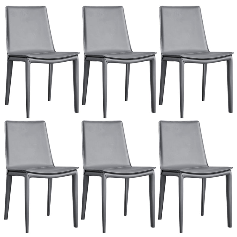 Modern Style Leather Dining Armless Chair Metal Side Chair for Home Use Grey 6 Piece Set Clearhalo 'Dining Chairs' 'Dining Tables & Seating' 'dining_chair' 'furn' 'furn_dining_chair' 'Furniture' 'Kitchen & Dining Furniture' 5476561
