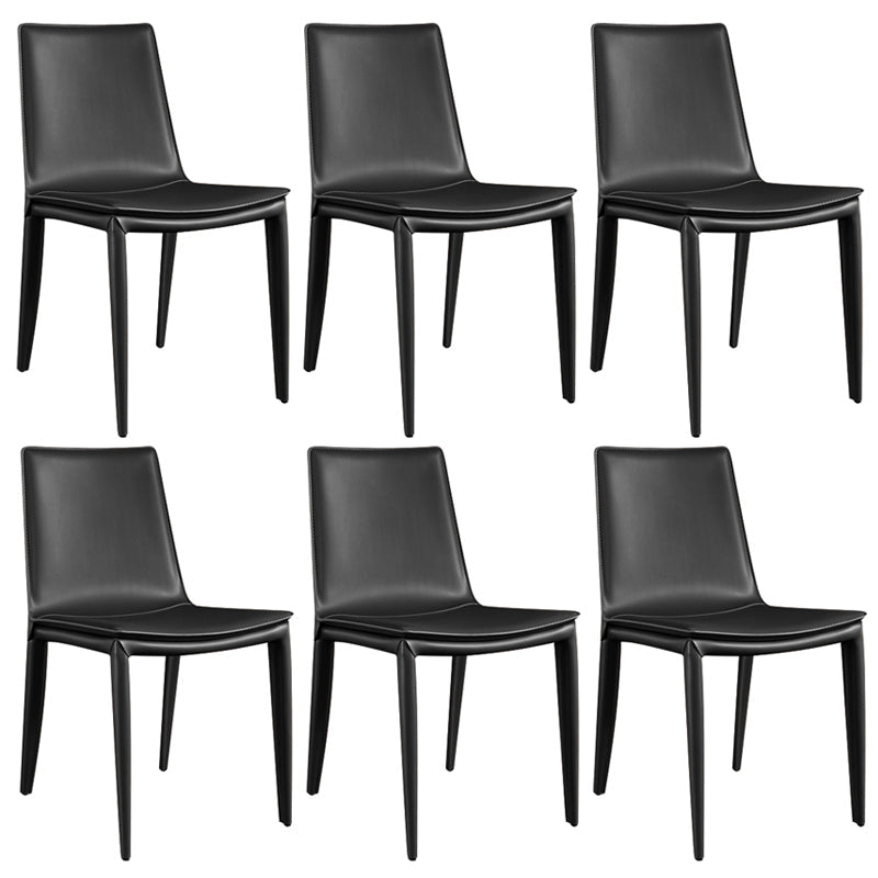Modern Style Leather Dining Armless Chair Metal Side Chair for Home Use Black 6 Piece Set Clearhalo 'Dining Chairs' 'Dining Tables & Seating' 'dining_chair' 'furn' 'furn_dining_chair' 'Furniture' 'Kitchen & Dining Furniture' 5476581
