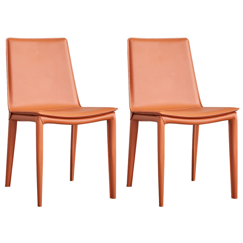 Silla de metal sin brazo de comedor de cuero de estilo moderno para uso en el hogar