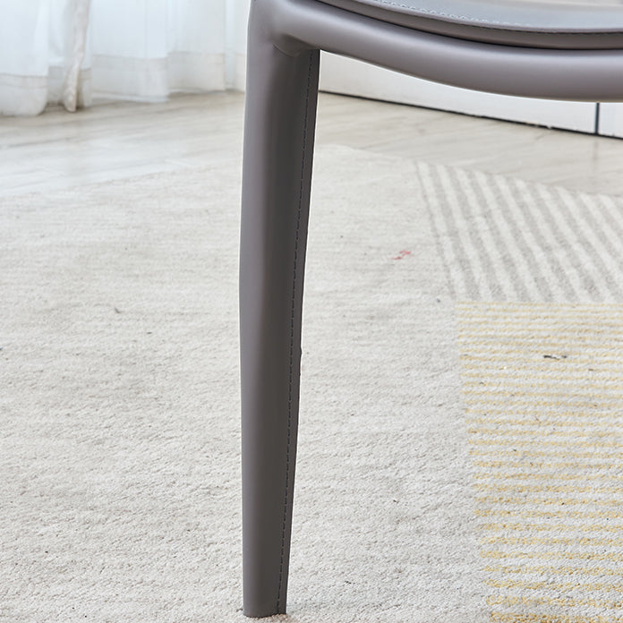 Silla de metal sin brazo de comedor de cuero de estilo moderno para uso en el hogar