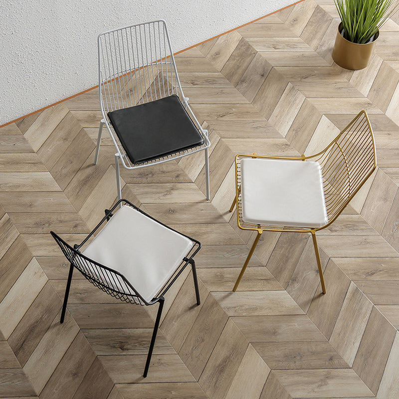 Contemporary Faux Leather Slat Back Side Chair in Matte Finish for Indoor