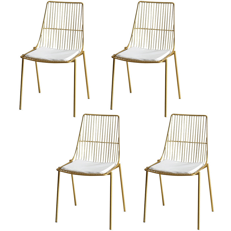 Contemporary Faux Leather Slat Back Side Chair in Matte Finish for Indoor