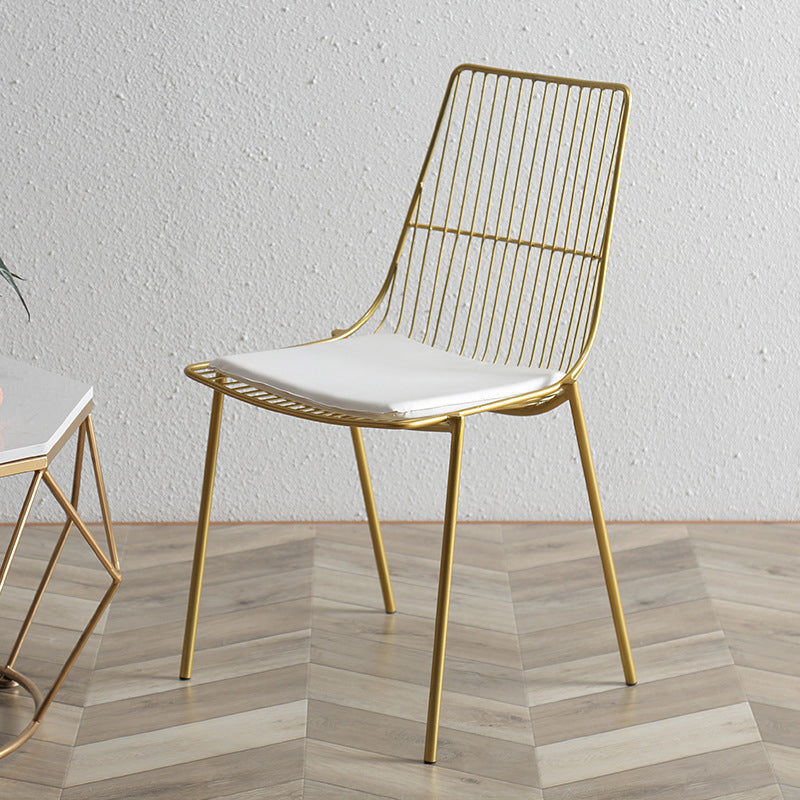 Contemporary Faux Leather Slat Back Side Chair in Matte Finish for Indoor