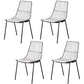 Contemporary Faux Leather Slat Back Side Chair in Matte Finish for Indoor