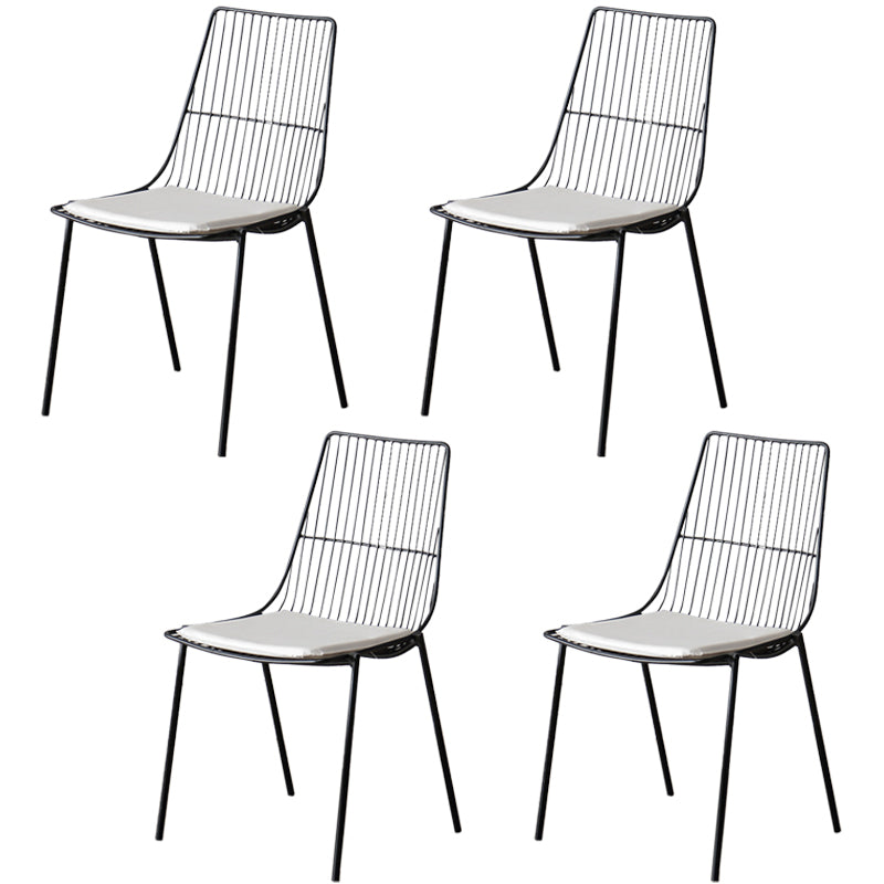 Contemporary Faux Leather Slat Back Side Chair in Matte Finish for Indoor
