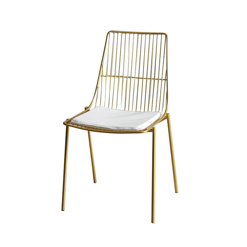 Contemporary Faux Leather Slat Back Side Chair in Matte Finish for Indoor