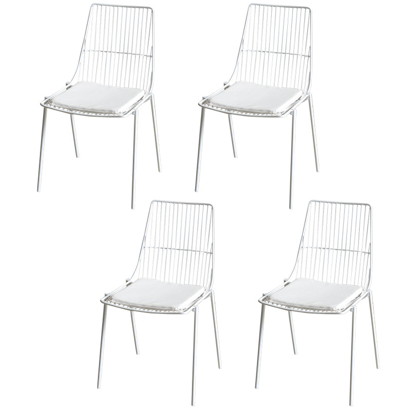 Contemporary Faux Leather Slat Back Side Chair in Matte Finish for Indoor