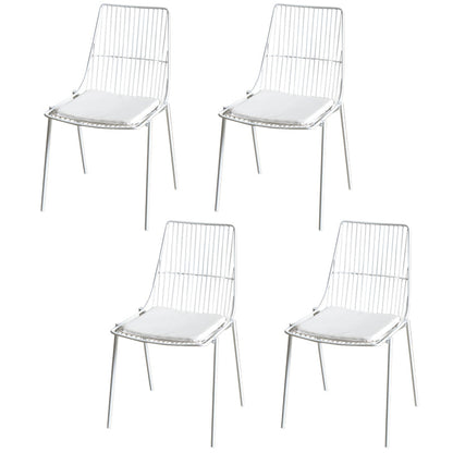 Contemporary Faux Leather Slat Back Side Chair in Matte Finish for Indoor
