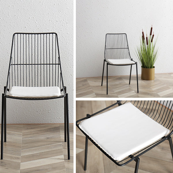 Contemporary Faux Leather Slat Back Side Chair in Matte Finish for Indoor