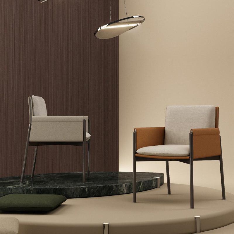 Sedia per sala da pranzo in lino in stile moderno sedia in metallo per uso domestico per uso domestico