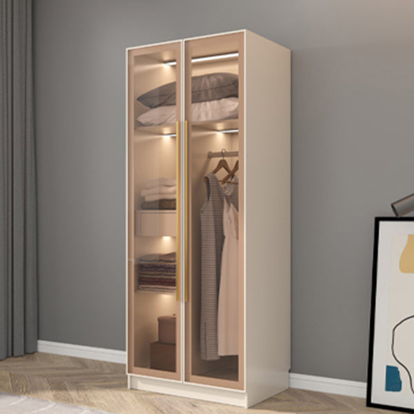 Clear Glass Door Storage Cabinet Contemporary Hinged Door Wardrobe for Home
