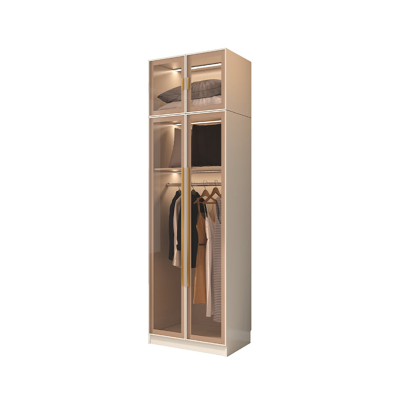 Clear Glass Door Storage Cabinet Contemporary Hinged Door Wardrobe for Home