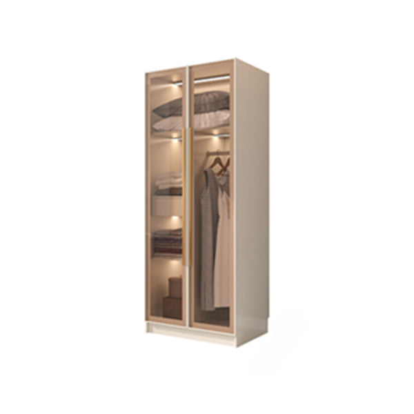 Clear Glass Door Storage Cabinet Contemporary Hinged Door Wardrobe for Home
