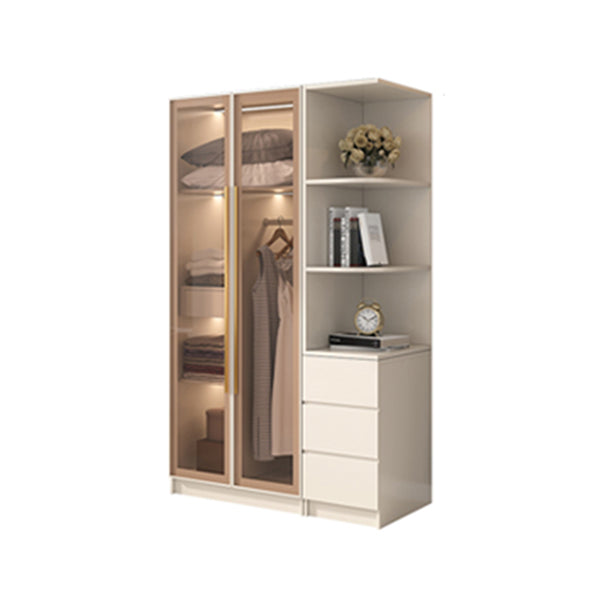 Clear Glass Door Storage Cabinet Contemporary Hinged Door Wardrobe for Home