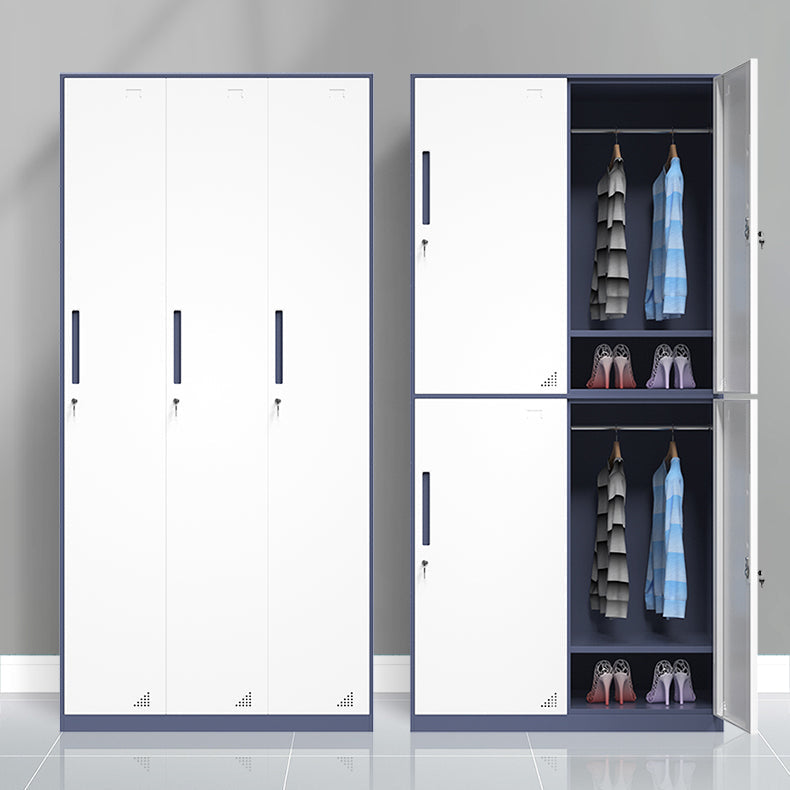 Moderne Stahlgarderobe Kabinett weiß und grauer Kleiderschrank Armoire