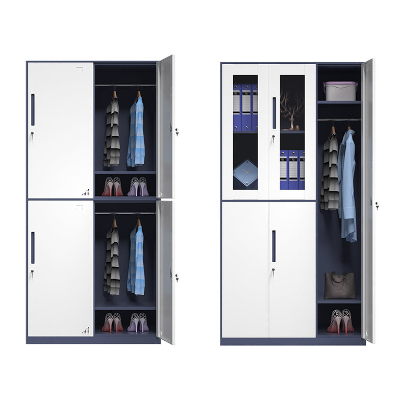 Moderne Stahlgarderobe Kabinett weiß und grauer Kleiderschrank Armoire