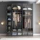 Contemporary Style Glass Wardrobe Grey Colour Wardrobe Closet Clearhalo 'Armoires & Wardrobes' 'armoires_wardrobes' 'Bedroom Furniture' 'furn' 'furn_armoires_wardrobes' 'Furniture' 5476884
