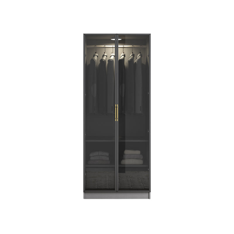 Contemporary Style Glass Wardrobe Grey Colour Wardrobe Closet 31"L x 21"W x 79"H Armoires & Wardrobes Clearhalo 'Armoires & Wardrobes' 'armoires_wardrobes' 'Bedroom Furniture' 'furn' 'furn_armoires_wardrobes' 'Furniture' 5476885