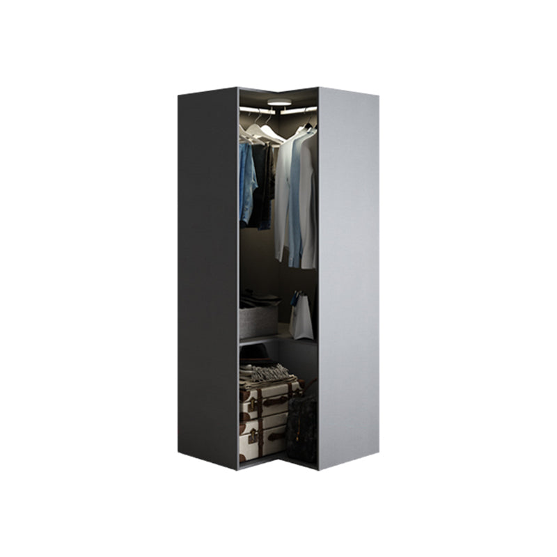 Contemporary Style Glass Wardrobe Grey Colour Wardrobe Closet 31.5"L x 31.5"W x 79"H Armoires & Wardrobes Clearhalo 'Armoires & Wardrobes' 'armoires_wardrobes' 'Bedroom Furniture' 'furn' 'furn_armoires_wardrobes' 'Furniture' 5476887