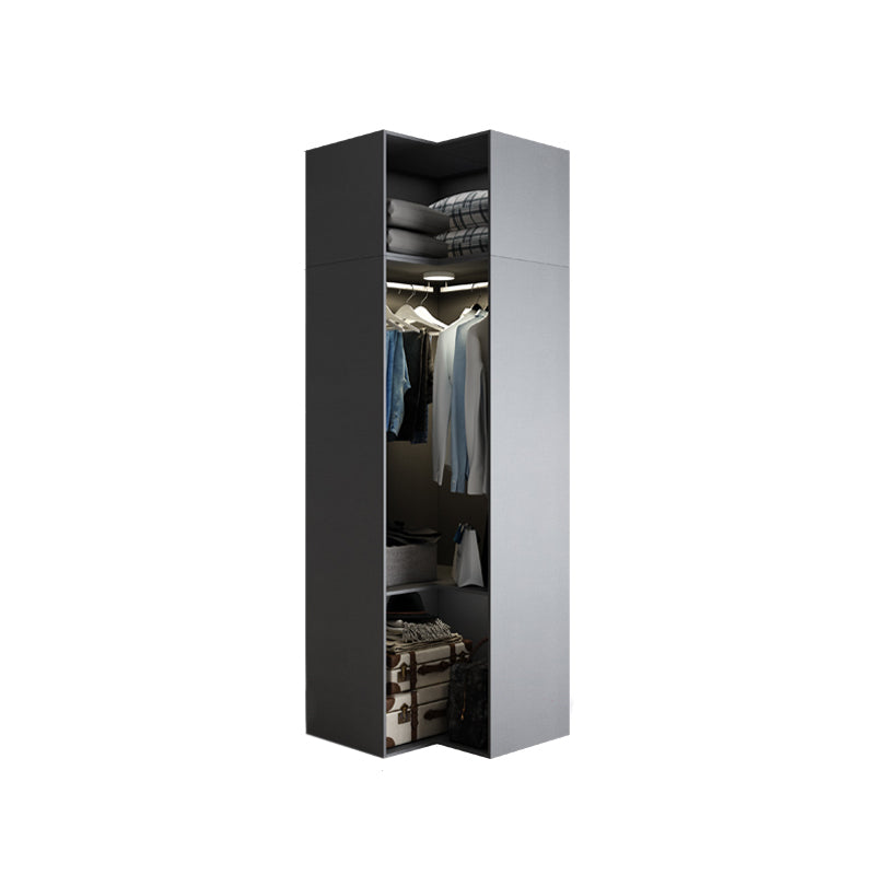 Contemporary Style Glass Wardrobe Grey Colour Wardrobe Closet 31.5"L x 31.5"W x 79"H Armories & Top Cabinet Clearhalo 'Armoires & Wardrobes' 'armoires_wardrobes' 'Bedroom Furniture' 'furn' 'furn_armoires_wardrobes' 'Furniture' 5476889