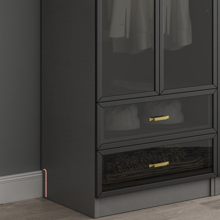 Contemporary Style Glass Wardrobe Grey Colour Wardrobe Closet Clearhalo 'Armoires & Wardrobes' 'armoires_wardrobes' 'Bedroom Furniture' 'furn' 'furn_armoires_wardrobes' 'Furniture' 5476892