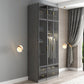 Contemporary Style Glass Wardrobe Grey Colour Wardrobe Closet Clearhalo 'Armoires & Wardrobes' 'armoires_wardrobes' 'Bedroom Furniture' 'furn' 'furn_armoires_wardrobes' 'Furniture' 5476895