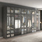 Contemporary Style Glass Wardrobe Grey Colour Wardrobe Closet Clearhalo 'Armoires & Wardrobes' 'armoires_wardrobes' 'Bedroom Furniture' 'furn' 'furn_armoires_wardrobes' 'Furniture' 5476897