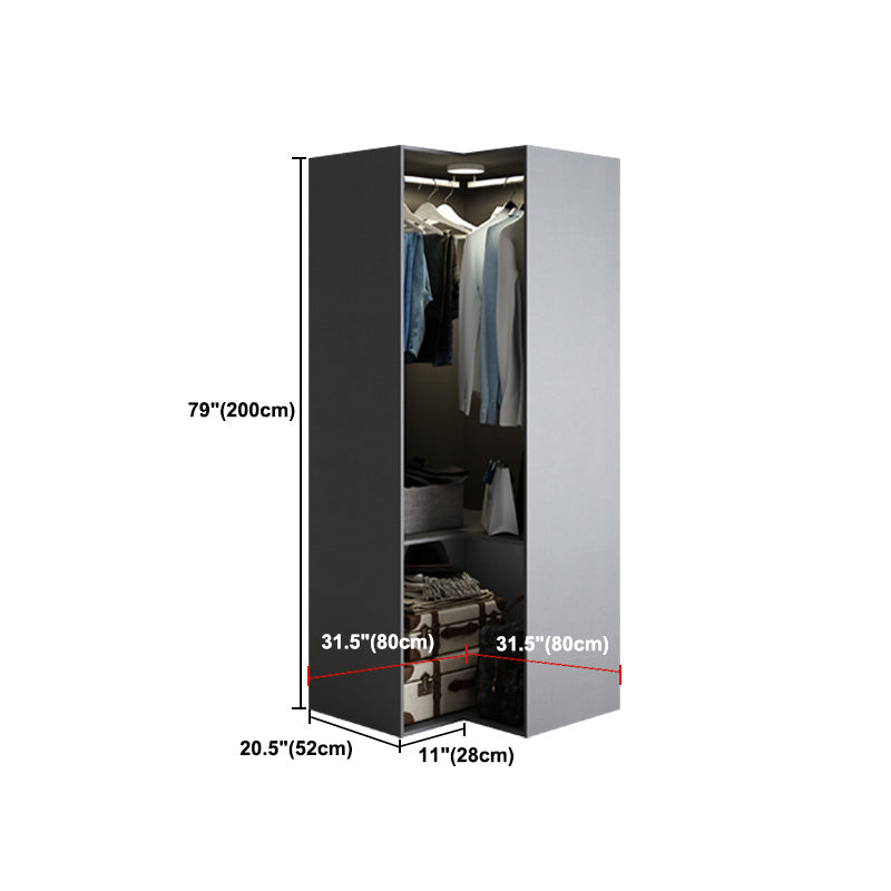 Contemporary Style Glass Wardrobe Grey Colour Wardrobe Closet Clearhalo 'Armoires & Wardrobes' 'armoires_wardrobes' 'Bedroom Furniture' 'furn' 'furn_armoires_wardrobes' 'Furniture' 5476904