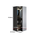 Contemporary Style Glass Wardrobe Grey Colour Wardrobe Closet Clearhalo 'Armoires & Wardrobes' 'armoires_wardrobes' 'Bedroom Furniture' 'furn' 'furn_armoires_wardrobes' 'Furniture' 5476904