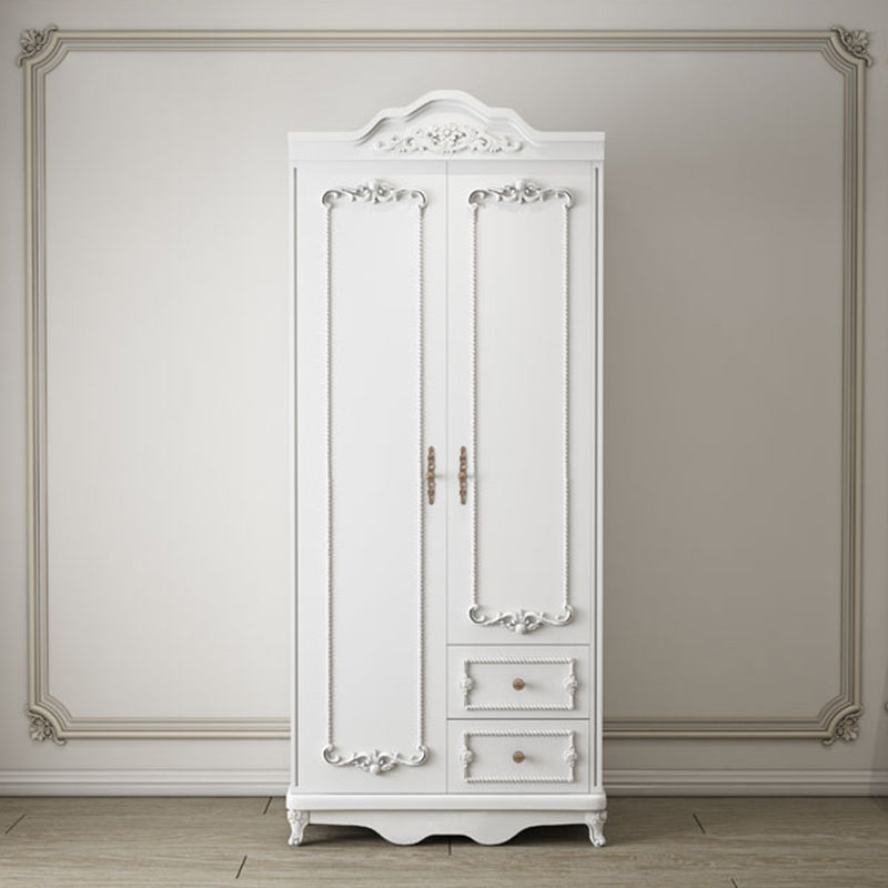 Bedroom Hinged Door Storage Cabinet Manufactured Wood French Country Cabinet with Drawers 32"L x 20"W x 82"H Armoires & Wardrobes Clearhalo 'Armoires & Wardrobes' 'armoires_wardrobes' 'Bedroom Furniture' 'furn' 'furn_armoires_wardrobes' 'Furniture' 5476906