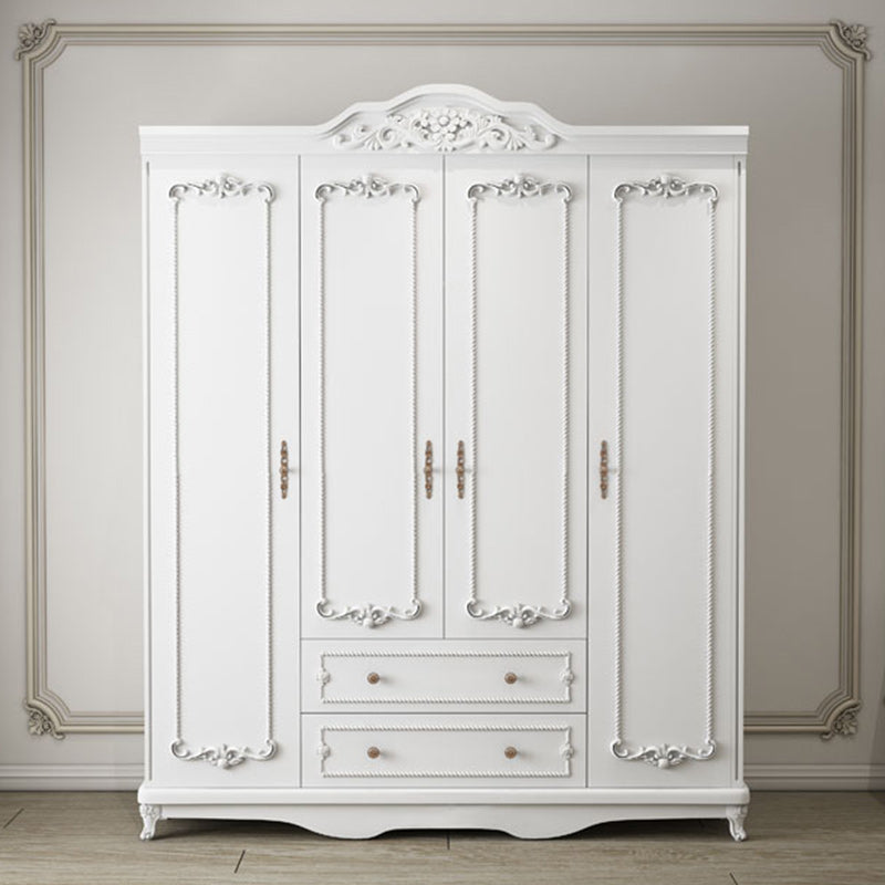 Bedroom Hinged Door Storage Cabinet Manufactured Wood French Country Cabinet with Drawers 64"L x 20"W x 82"H Armoires & Wardrobes Clearhalo 'Armoires & Wardrobes' 'armoires_wardrobes' 'Bedroom Furniture' 'furn' 'furn_armoires_wardrobes' 'Furniture' 5476909