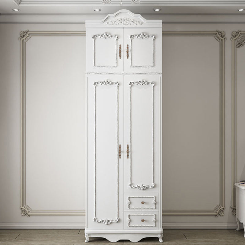 Bedroom Hinged Door Storage Cabinet Manufactured Wood French Country Cabinet with Drawers 32"L x 20"W x 82"H Armories & Top Cabinet Clearhalo 'Armoires & Wardrobes' 'armoires_wardrobes' 'Bedroom Furniture' 'furn' 'furn_armoires_wardrobes' 'Furniture' 5476915