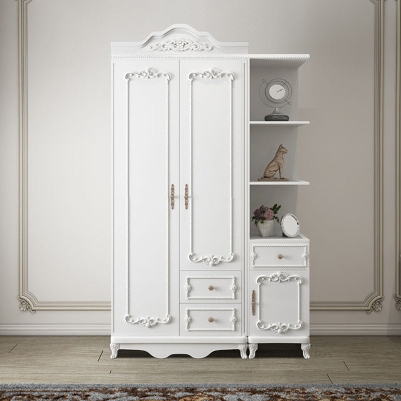 Bedroom Hinged Door Storage Cabinet Manufactured Wood French Country Cabinet with Drawers 32"L x 20"W x 82"H Armoires & Sideboard Clearhalo 'Armoires & Wardrobes' 'armoires_wardrobes' 'Bedroom Furniture' 'furn' 'furn_armoires_wardrobes' 'Furniture' 5476921