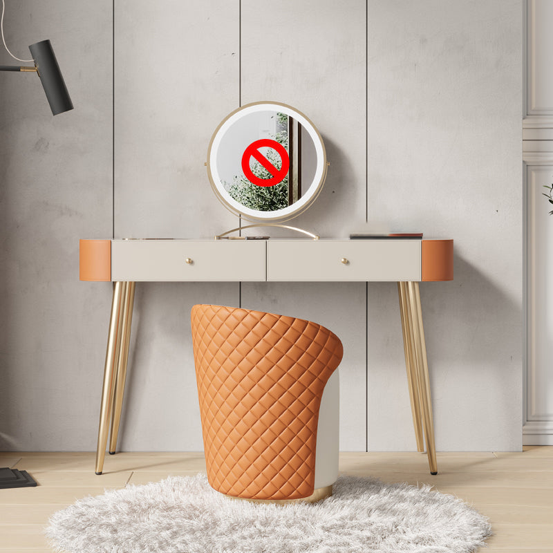 Vanité de maquillage glamour avec tiroirs, casse-cusine en cuir faux