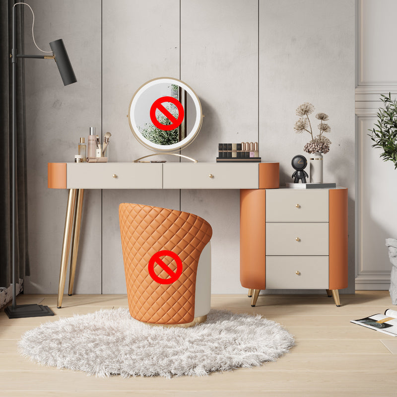 Vanité de maquillage glamour avec tiroirs, casse-cusine en cuir faux