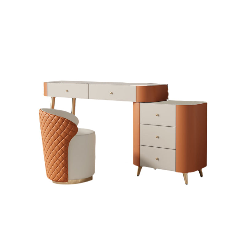 Vanité de maquillage glamour avec tiroirs, casse-cusine en cuir faux