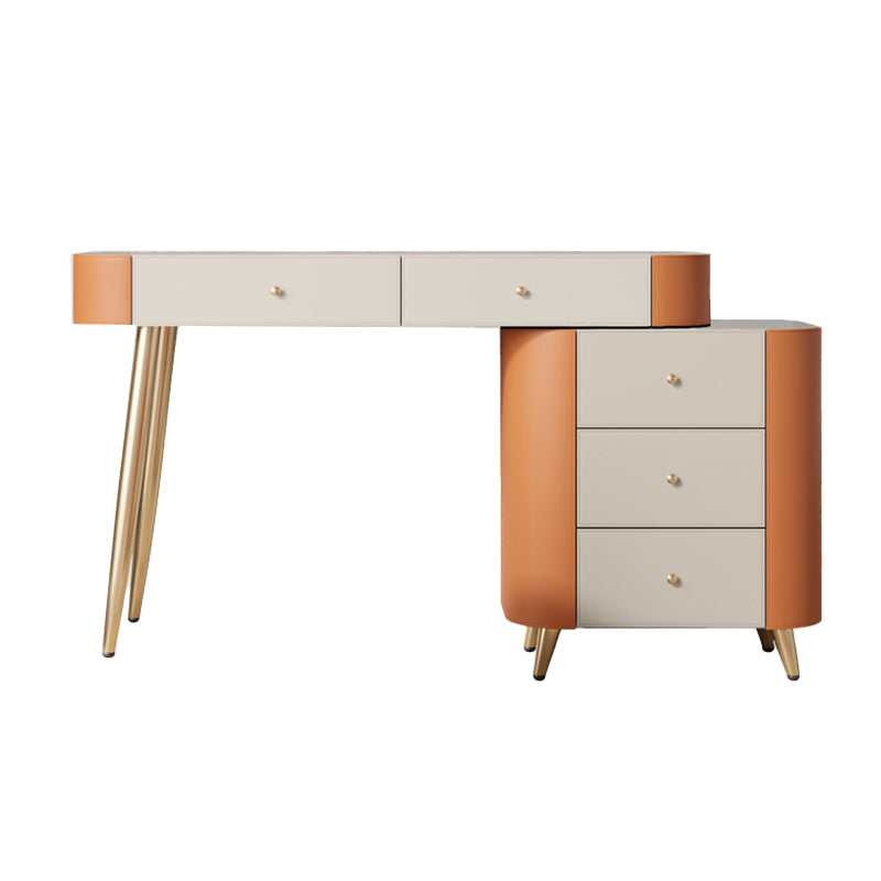 Vanité de maquillage glamour avec tiroirs, casse-cusine en cuir faux