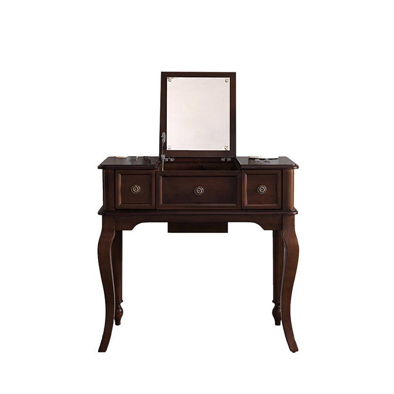 Traditional Flip-Top Vanity Dressing Table Wooden Makeup Vanity Set Makeup Vanity 31.5"L x 18"W x 30"H Black Clearhalo 'Bedroom Furniture' 'furn' 'furn_makeup_vanities' 'Furniture' 'Makeup Vanities' 'makeup_vanities' 5479592