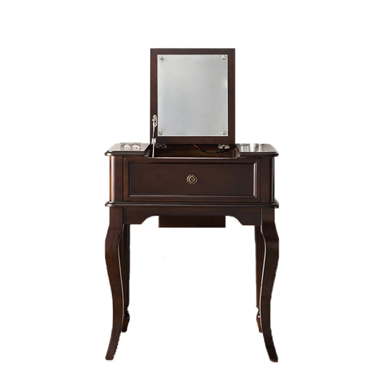 Traditional Flip-Top Vanity Dressing Table Wooden Makeup Vanity Set Makeup Vanity 25"L x 18"W x 30"H Black Clearhalo 'Bedroom Furniture' 'furn' 'furn_makeup_vanities' 'Furniture' 'Makeup Vanities' 'makeup_vanities' 5479600