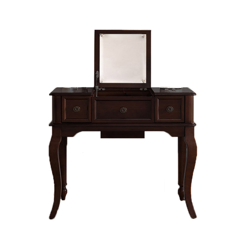 Traditional Flip-Top Vanity Dressing Table Wooden Makeup Vanity Set Makeup Vanity 39.5"L x 18"W x 30"H Black Clearhalo 'Bedroom Furniture' 'furn' 'furn_makeup_vanities' 'Furniture' 'Makeup Vanities' 'makeup_vanities' 5479601
