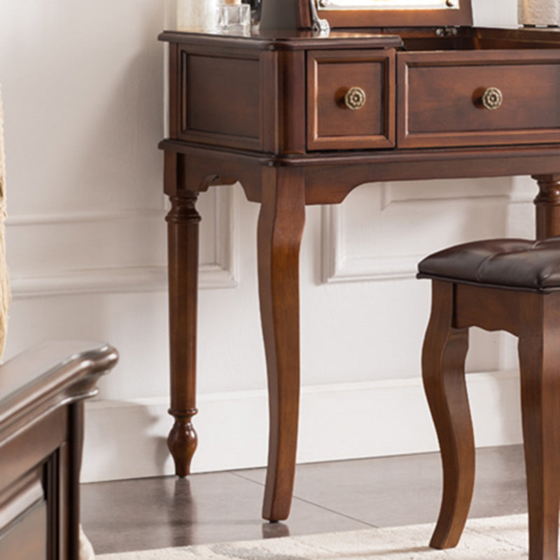Traditional Flip-Top Vanity Dressing Table Wooden Makeup Vanity Set Clearhalo 'Bedroom Furniture' 'furn' 'furn_makeup_vanities' 'Furniture' 'Makeup Vanities' 'makeup_vanities' 5479603