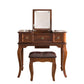 Traditional Flip-Top Vanity Dressing Table Wooden Makeup Vanity Set Makeup Vanity & Stools 39.5"L x 18"W x 30"H Brown Clearhalo 'Bedroom Furniture' 'furn' 'furn_makeup_vanities' 'Furniture' 'Makeup Vanities' 'makeup_vanities' 5479604