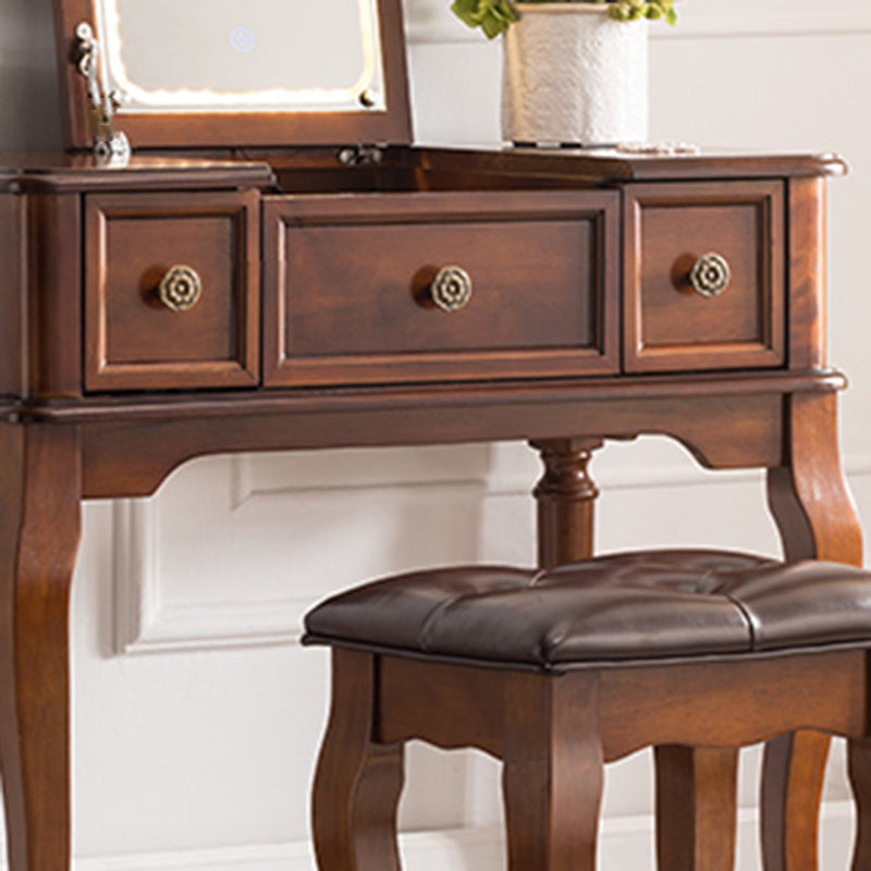 Traditional Flip-Top Vanity Dressing Table Wooden Makeup Vanity Set Clearhalo 'Bedroom Furniture' 'furn' 'furn_makeup_vanities' 'Furniture' 'Makeup Vanities' 'makeup_vanities' 5479605