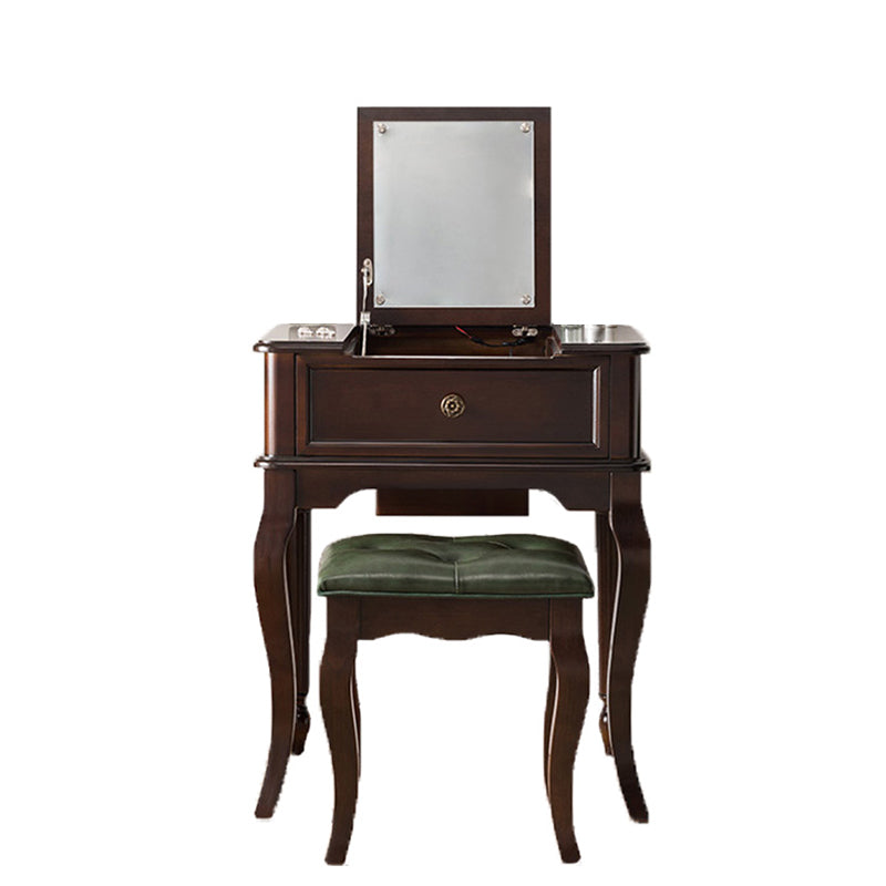 Traditional Flip-Top Vanity Dressing Table Wooden Makeup Vanity Set Makeup Vanity & Stools 25"L x 18"W x 30"H Black Clearhalo 'Bedroom Furniture' 'furn' 'furn_makeup_vanities' 'Furniture' 'Makeup Vanities' 'makeup_vanities' 5479609
