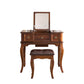 Traditional Flip-Top Vanity Dressing Table Wooden Makeup Vanity Set Makeup Vanity & Stools 31.5"L x 18"W x 30"H Brown Clearhalo 'Bedroom Furniture' 'furn' 'furn_makeup_vanities' 'Furniture' 'Makeup Vanities' 'makeup_vanities' 5479611