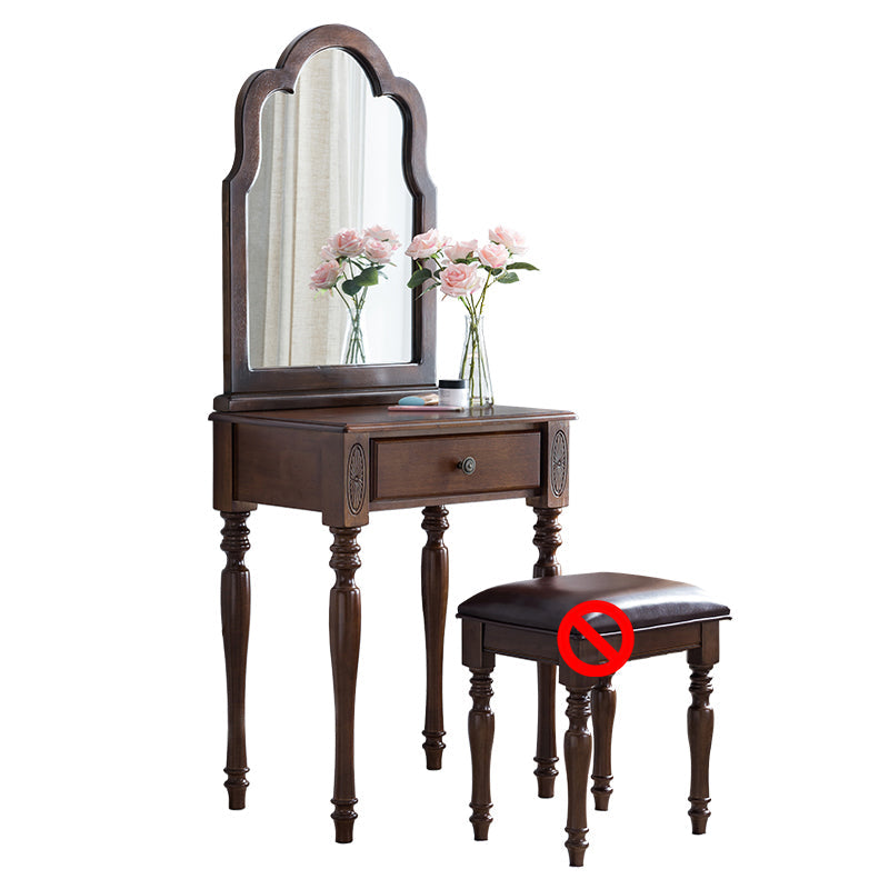 Traditional Wooden Vanity Makeup Table Set 1 Drawers Dressing Table with Mirror Clearhalo 'Bedroom Furniture' 'furn' 'furn_makeup_vanities' 'Furniture' 'Makeup Vanities' 'makeup_vanities' 5479662